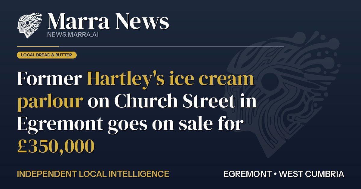 Former Hartley's ice cream parlour on Church Street in Egremont goes on sale for £350,000