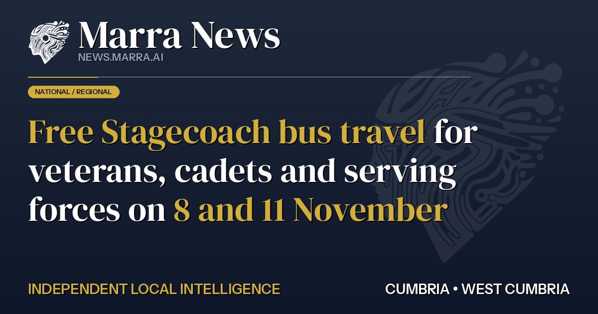 Free Stagecoach bus travel for veterans, cadets and serving forces on 8 and 11 November