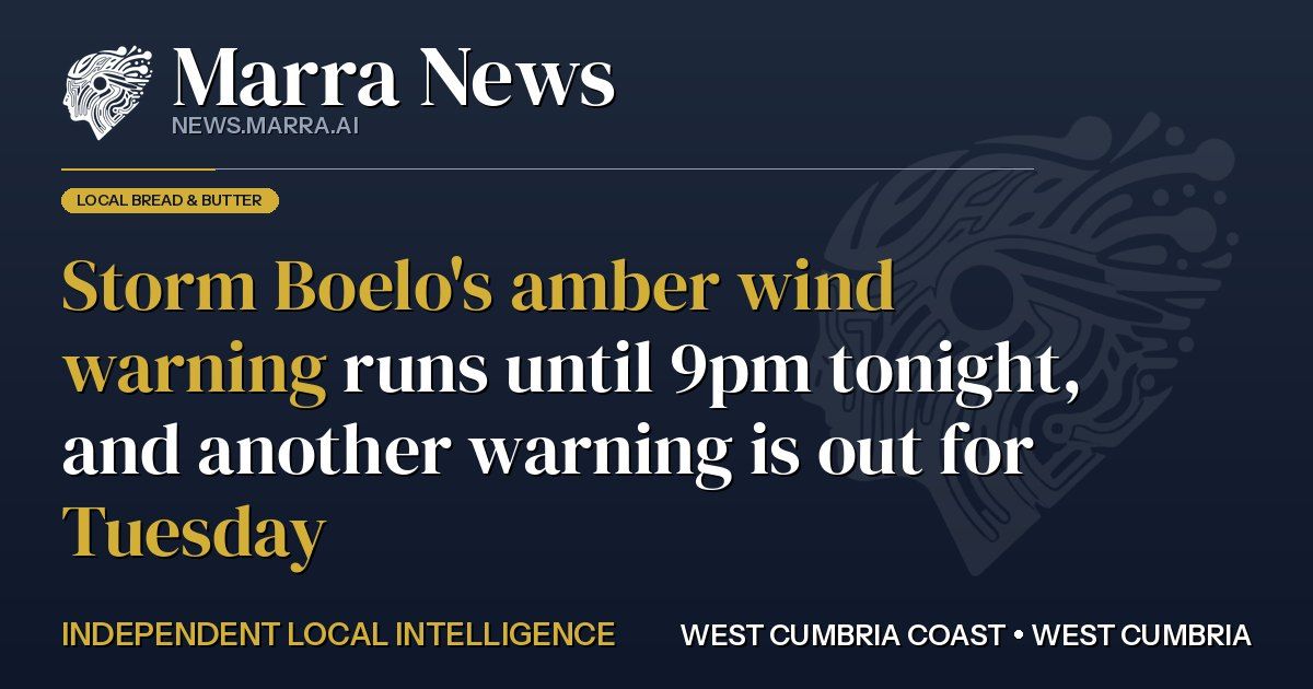 Storm Boelo's amber wind warning runs until 9pm tonight, and another warning is out for Tuesday